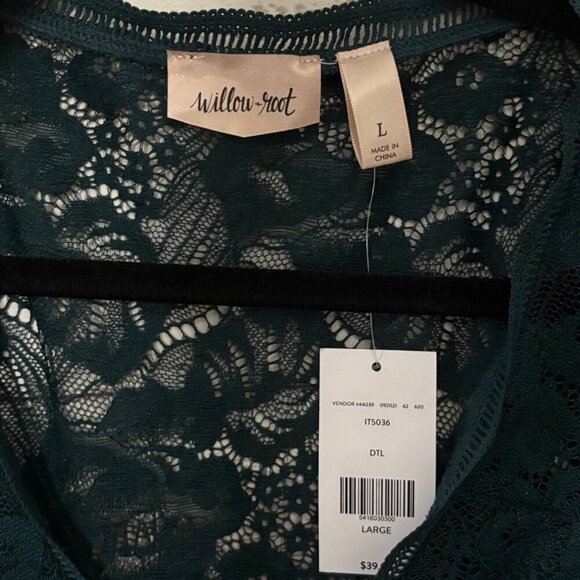 NWT Willow Root LS Lace Bodysuit w/ Bell Sleeve Large - Picture 7 of 7